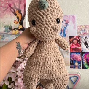 Adorable Tan Stuffed Dinosaur Toy